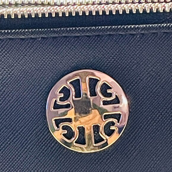 Black Saffiano Leather Dual Zip Wallet - Flat Open Organizer Clutch - Gold HW - Picture 2 of 7